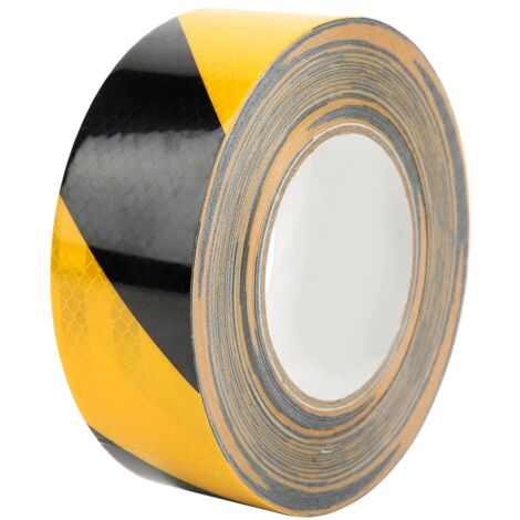 Ruban adhésif réfléchissant de sécurité, noir et jaune, 50 mm x 25 m