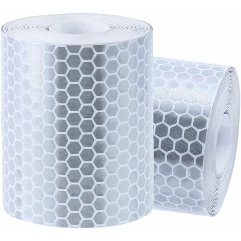 Ruban adhésif réfléchissant ruban adhésif pour ruban d'avertissement de sécurité ruban de marquage de sécurité argent blanc 2 rouleaux 5300cm