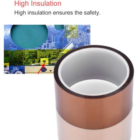 Ruban adhésif résistant à la chaleur 250-300°C, isolation électrique élevée, 33m x 50mm x 0.06mm, pour applications industrielles.