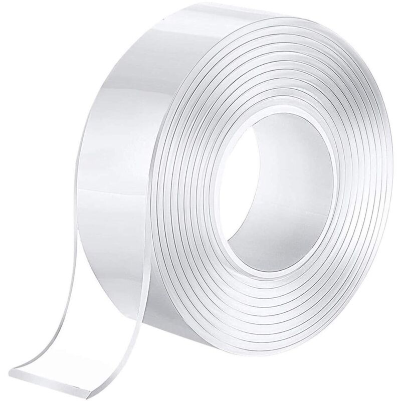 Ruban Adhésif Réutilisable,Ruban adhésif Lavable sans Traces,Multifonctionnel Traceless Double Face, Adhésif Anti-Slip pour Verre, Plastique, Bois,