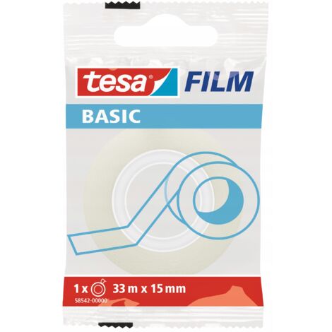 Ruban adhésif scolaire Tesa BASIC pour une utilisation au bureau 33 m x 15 mm
