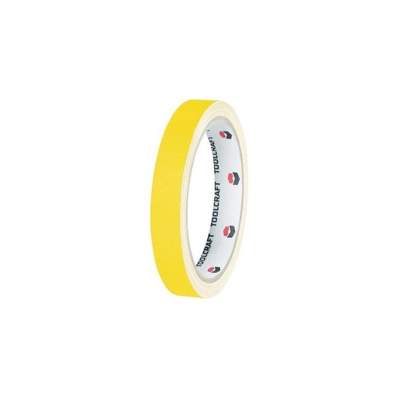 Ruban adhésif tissé jaune (l x l) 10 m x 15 mm conditionnement: 1 bobine(s) Toolcraft HEB15L10GC