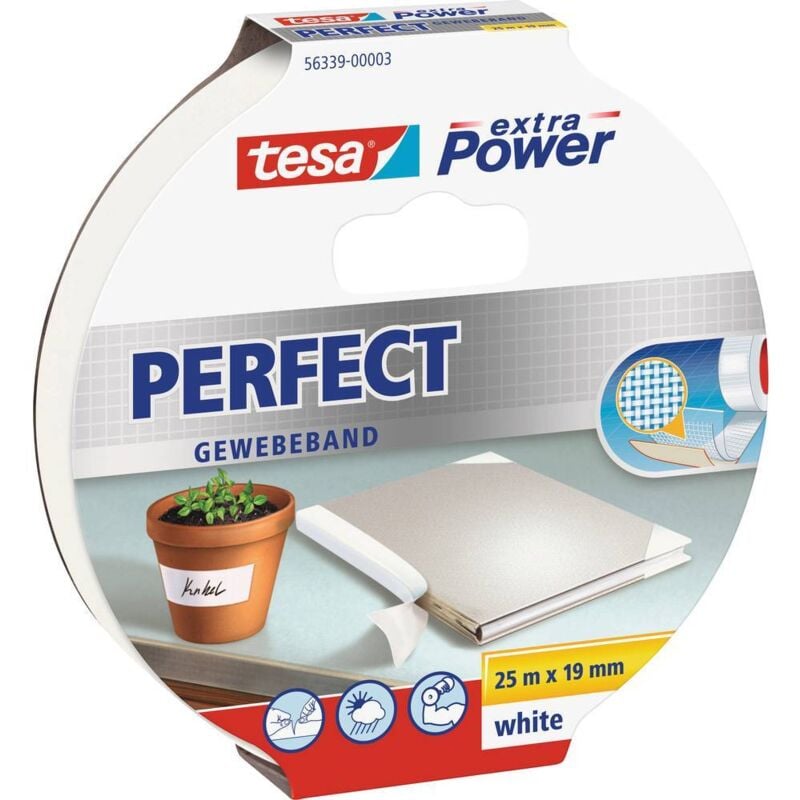 Ruban adhésif toilé Tesa extra Power Tesa 56339-00003-01 blanc (l x l) 25 m x 19 mm caoutchouc 1 pc(s)