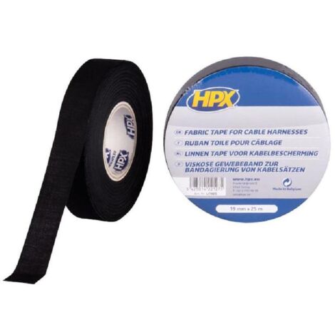 RUBAN ADHESIF TOILE POUR CABLAGE NOIR 19MM X 25M HPX