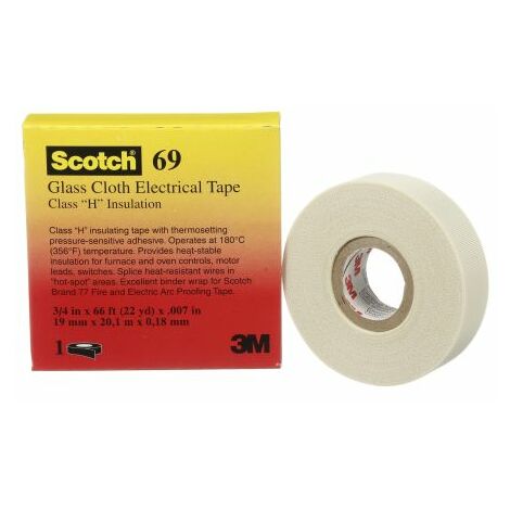 Ruban adhésif toilé Scotch 69 , blanc, Toile de verre, 50mm x 33m, 4,4 N/cm ( Prix pour 1 )