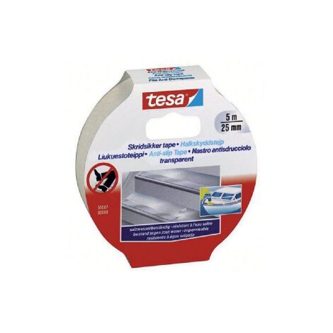Ruban adhe'sif transparent antide'rapant Tesa 5 m h 25 mm pour marches et sols