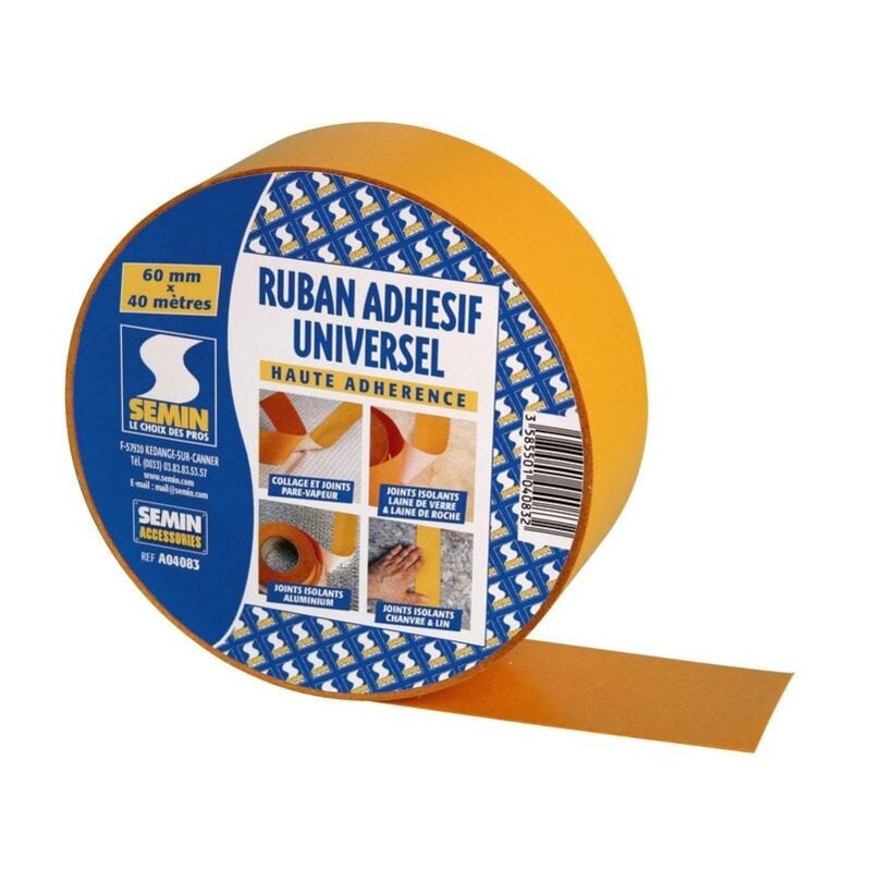 Ruban adhésif universel haute adhérence, pare vapeur 60 cm x 40 ml - Semin