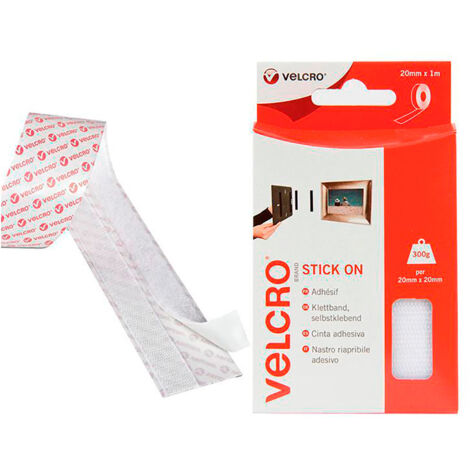 Ruban Adhésif Velcro Usage Général Couleur Blanc 20 Mm X 1 M