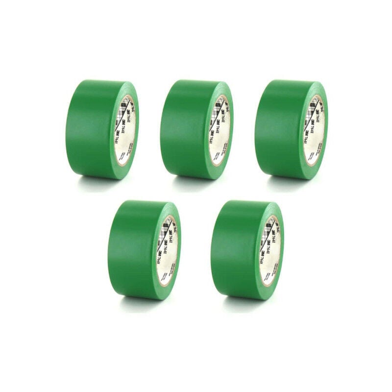 3M - Lot de 5 rubans adhésifs vinyle Vert - 50mm - 764V-50