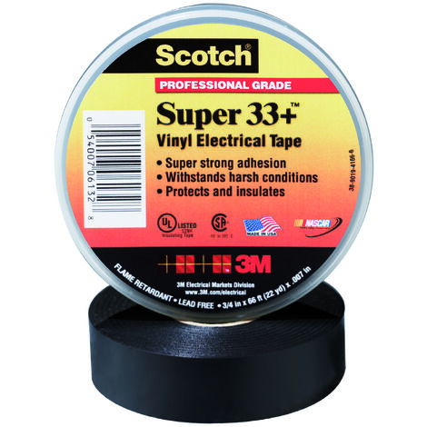 ruban adhésif vinyle scotch - 3m super 33+ - 19 mm x 20 mètres - 3m 80021