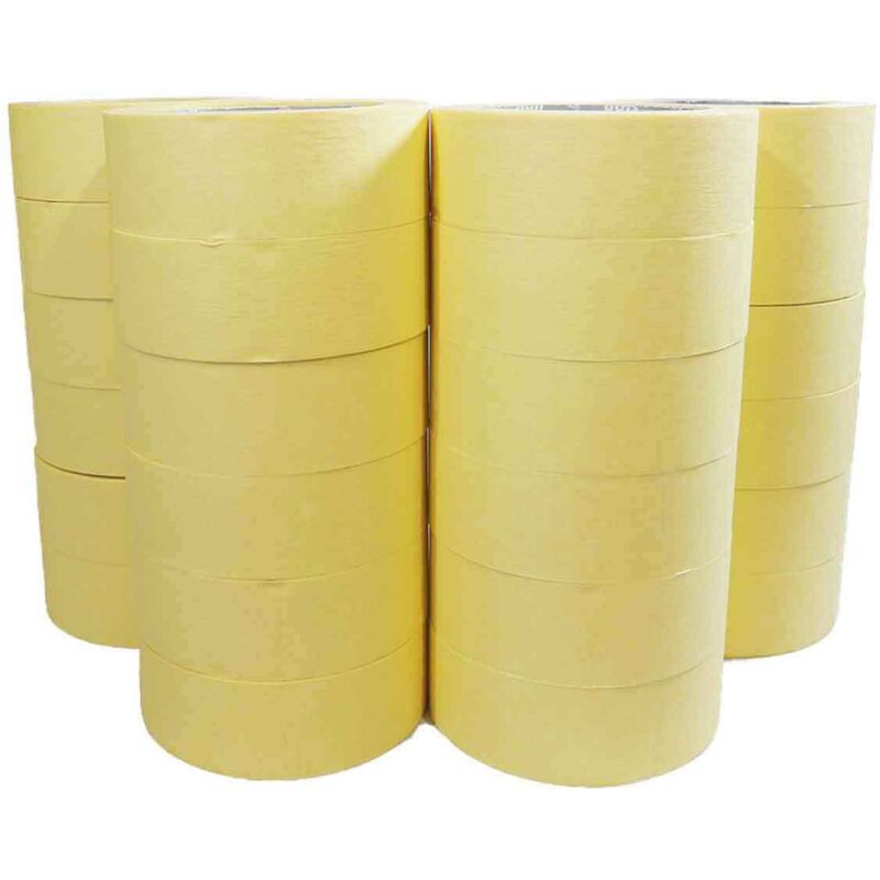 Ruban adhésif de masquage jaune jusqu'à 80° - rouleau adhésif 38 mm x 50 m pour la peinture - Carton de 24 rouleaux - Tecplast