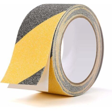 Ruban Antidérapant Adhésif Bande Antiderapante pour l'intérieur et l'extérieur, Idéal pour Escaliers et Les Marches, Noir/Jaune, 5cm x 10m