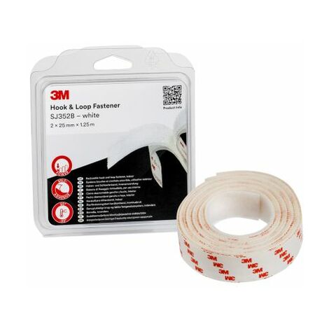 Ruban auto-agrippant 3M SJ352BP, 25mm x 1.25m, Blanc ( Prix pour 1 )