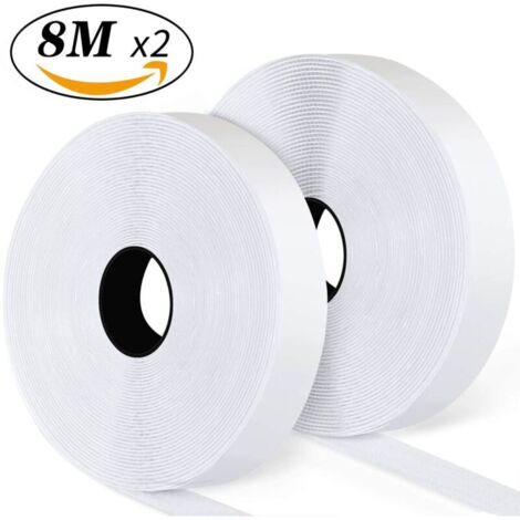 Ruban auto-agrippant autocollant 20 mm x 8 mètres blanc, adhérence forte et durable, découpe personnalisée