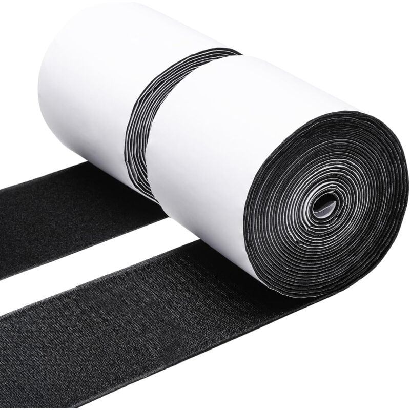 Ruban auto-agrippant robuste 10 cm x 500 cm, adhésif, antidérapant, double face, pour coussin de canapé, noir
