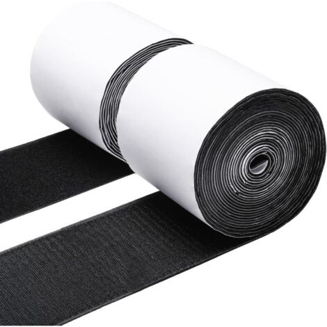 Ruban auto-agrippant robuste 10 cm x 500 cm, adhésif, antidérapant, double face, pour coussin de canapé, noir
