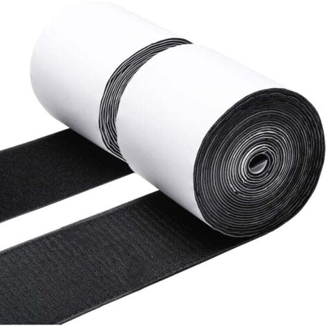Ruban auto-agrippant robuste 10 cm x 500 cm, adhésif, antidérapant, double face, pour coussin de canapé, noir