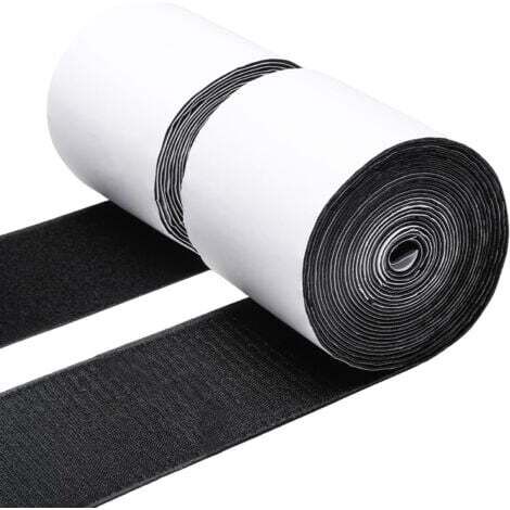 Ruban auto-agrippant robuste 10 cm x 500 cm, adhésif, antidérapant, double face, pour coussin de canapé, noir