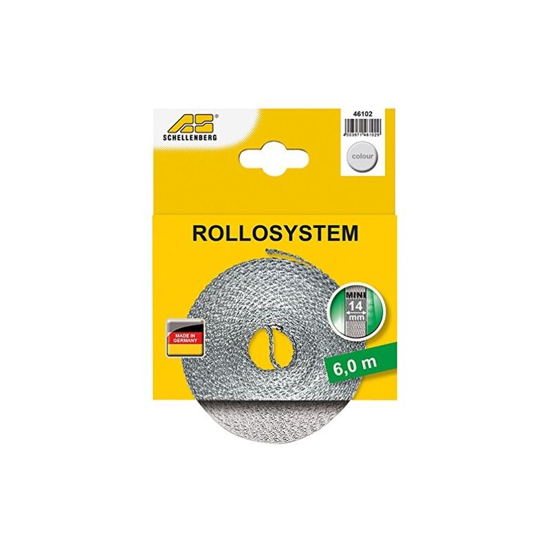 46102 sangle de volet roulant pour fenêtre largeur 14 mm système mini 6 m gris - Schellenberg