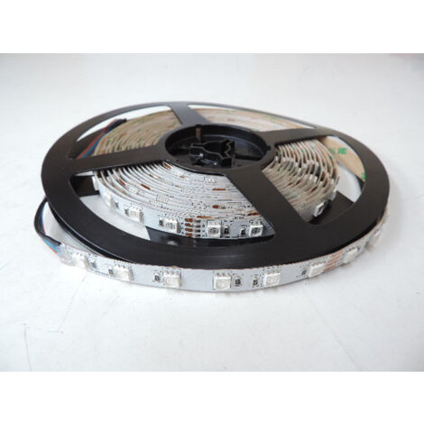 Ruban bandeau LED 14.4W/m couleur RGB 470lm/m longueur 5m souple alim 24V (non incl) interieur IP20