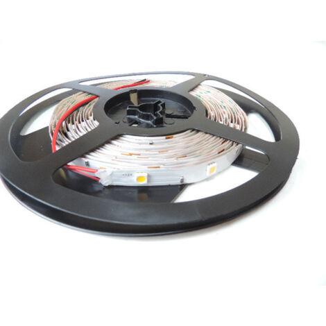 Ruban bandeau LED 7.2W/m chaud 3000K 450lm/m longueur 5m souple SMD5050 alim 12V DC (non incl) 30leds/m interieur IP20