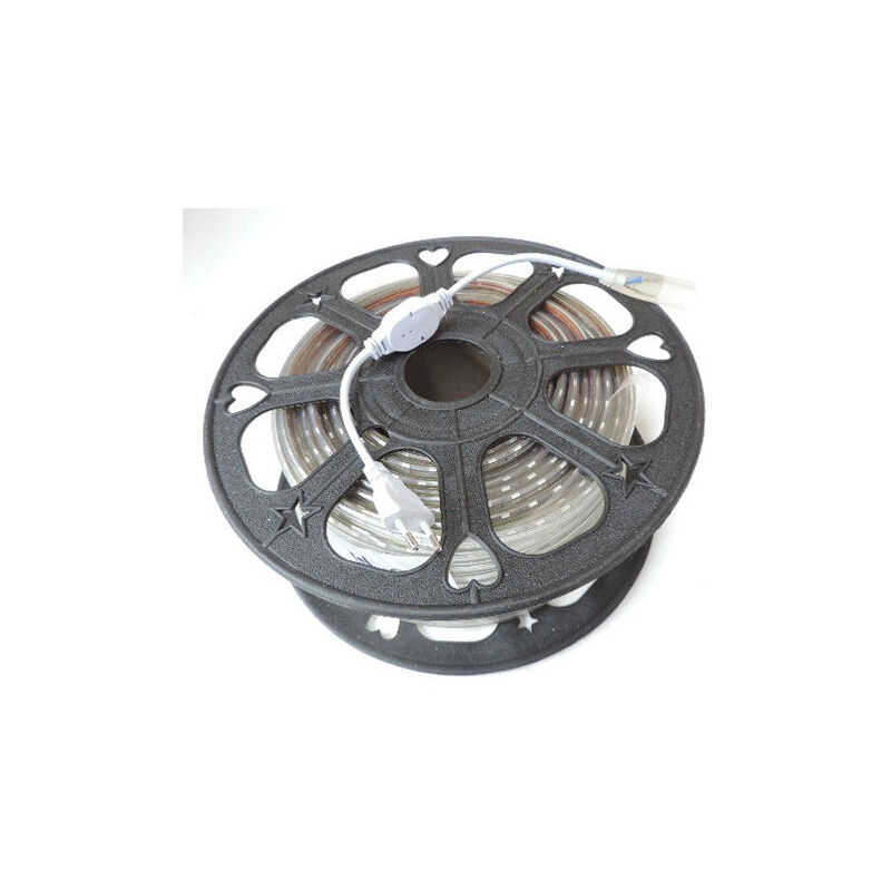 Ruban bandeau led souple couleur rouge longueur 50m puissance 8.4W/m avec fiche 2P 230V 120° étanche IP65