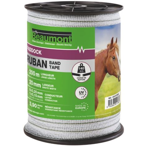 Ruban blanc et vert 20mm / 200m PADDOCK