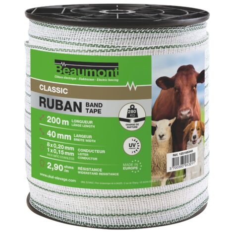 Ruban blanc et vert 40 mm / 200 m CLASSIC