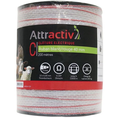 Ruban Blanc/rouge 40 Mm 10 Conducteurs Tricond, Bobine 200m