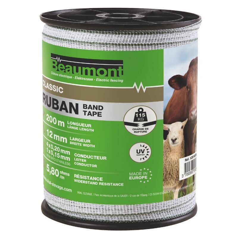 Ruban blanc/vert 12MM / 200M classic Beaumont