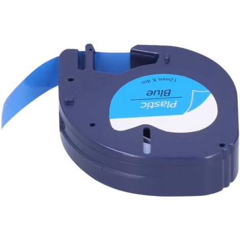 Ruban bleu pour étiqueteuse DYMO LETRATAG, rouleau 12mm x 4m, texte noir, référence 91205, fourniture impression et bricolage.