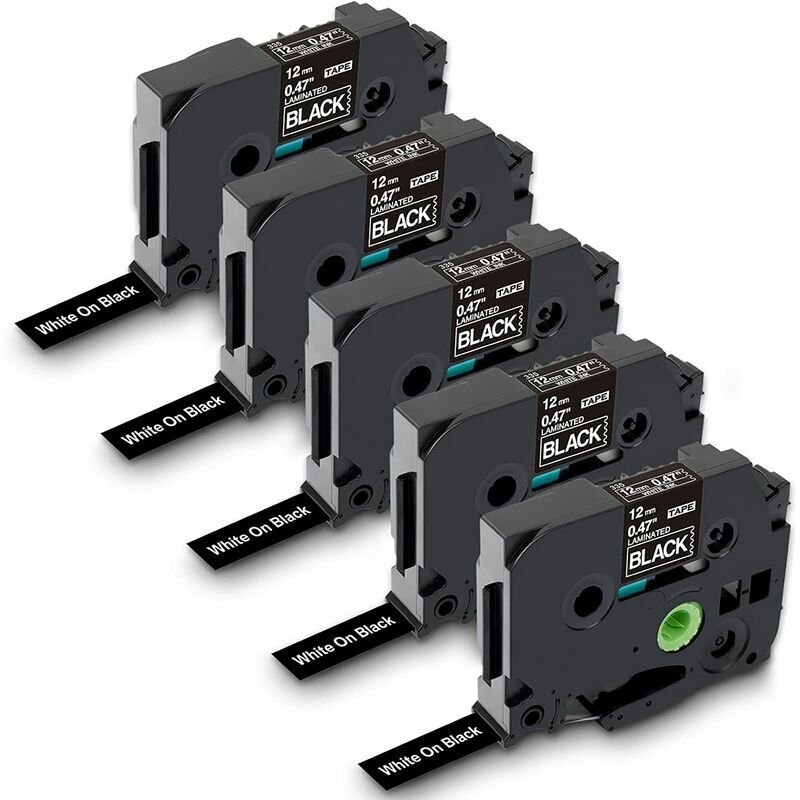 Ruban Cassette Compatible pour Brother P Touch TZe-335 TZ335 TZ Tape 12mm 0.47 Blanc sur Noir Cartouche Recharge pour Ptouch 1000 PT H100LB H107 H110