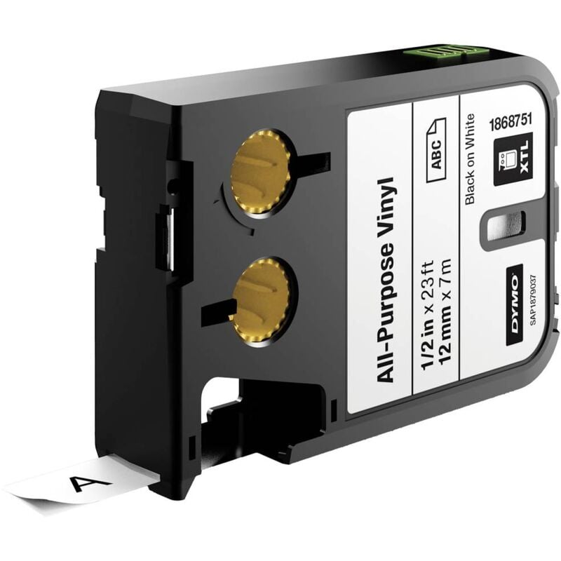 Rouleau de papier vinyle Dymo 1868751 xtl Couleur de ruban: blanc Couleur de police:noir 12 mm 7 m