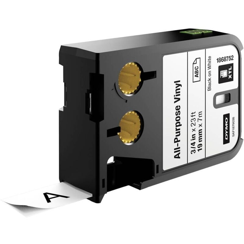 Ruban d'étiquetage en papier vinyle Dymo 1868752 xtl Couleur de ruban: blanc Couleur de police:noir 19 mm 7 m