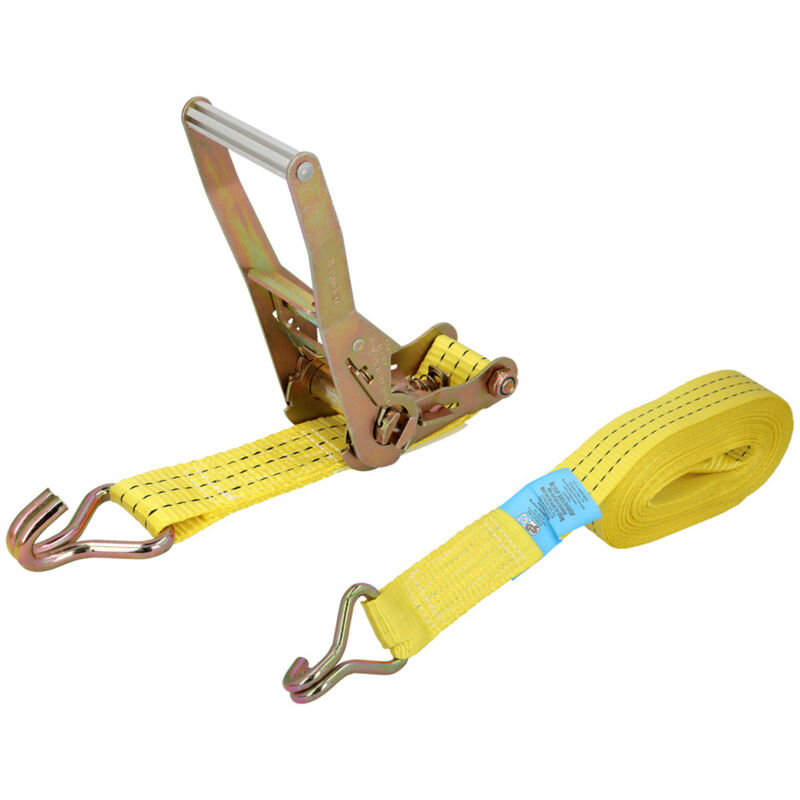 Ruban d'arrimage avec cliquet 9 mètres x 50 mm. Cliquet métallique automatique, sangle, élingue de marchandise, sangle de fixati