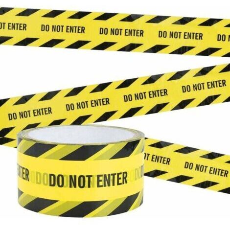 Ruban D'avertissement, 4,8 cm x 25 M DO NOT ENTER Bandes de Sécurité Adhésive Ruban de Signalisation Jaune pour Utiliser Lieu de Travail et Zone Dangereuse (Noir/Jaune)
