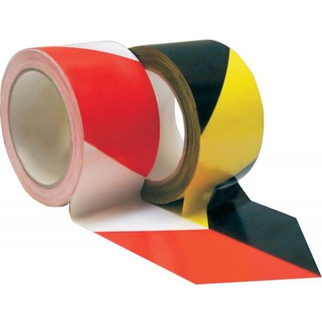 Ruban d'avertissement en PVC autocollant 66mx60 mm rouge/blanc