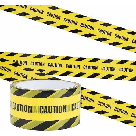 Ruban D'avertissement,4.8cm 25M CAUTION Bandes de Sécurité Adhésive Ruban de Signalisation Jaune pour Utiliser Lieu de Travail et Zone Dangereuse (Noir/Jaune)