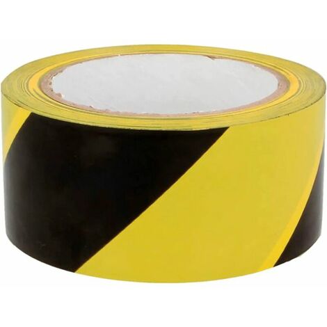 Ruban de balisage pour délimiter les zones de couleur jaune et noire - 60 mm x 33 m - De balisage à lacets - Signalisation d'avertissement