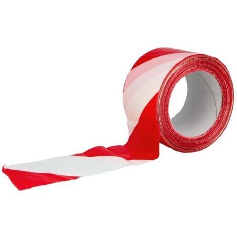 Ruban de Balisage - Pour Délimiter les Zones de Danger - Non Adhésif - Polyéthylène Basse Densité (LDPE) - 70 mm x 200 m - Ruban Rouge et Blanc