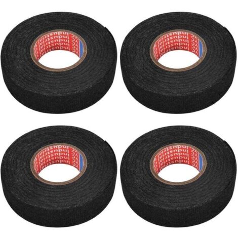 Ruban de câblage isolant en tissu noir 19 mm × 15 m – Lot de 4 rubans adhésifs électriques pour automobile