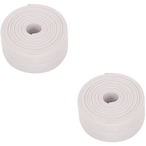 Ruban de calfeutrage, ruban d'étanchéité pour évier de cuisine, toilettes, salle de bain, 2 rouleau (3,2 m x 3,8 cm, blanc)