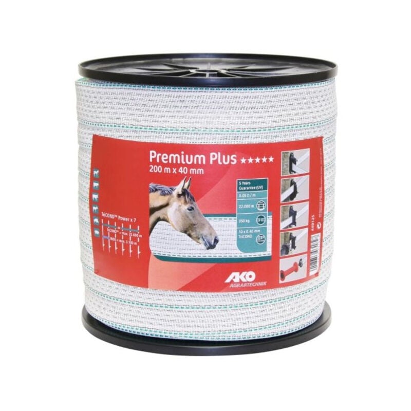 Ruban Premium Plus Blanc/Vert 40 Mm 10 Conducteurs, Bobine 200 m