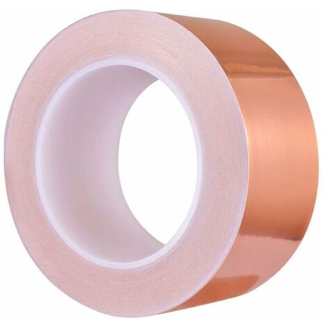 Ruban de Cuivre 30m x 50mm, Premium Feuille de Cuivre Bande, Ruban Adhésif EMC Blindage Ruban Adhésif pour Blindage EMI, Artisanat, Anti-limaces, Reparations Electriques, Circuits Papier