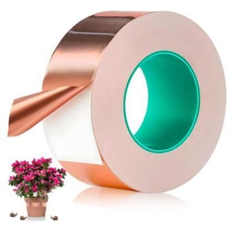Ruban de cuivre anti-nuisibles 50 mm x 20 m, double face pour limaces et escargots, adhésif de blindage EMI en feuille de cuivre con