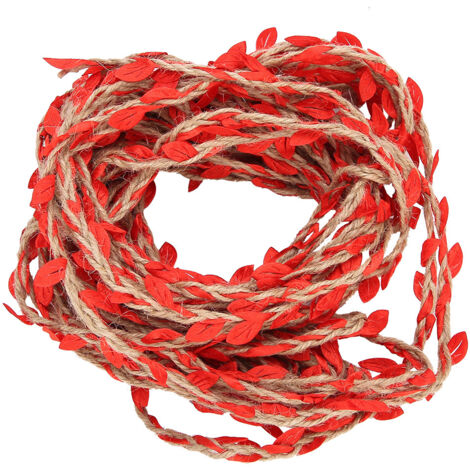 Ruban de feuilles artificielles 10 mètres - Corde de chanvre tressée pour décoration bouquet DIY et guirlande
