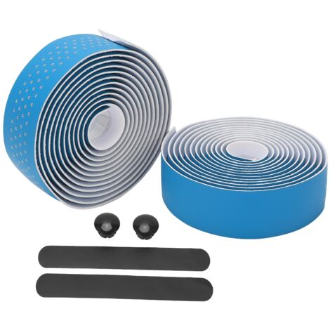 Ruban de guidon antidérapant pour vélo de route, avec embouts et design bleu, pour une prise en main sécurisée