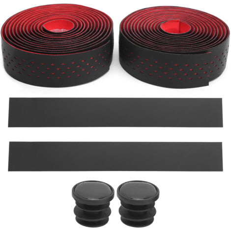 Ruban de Guidon Vélo Route Antidérapant - 1 Paire Style Punching (Noir Rouge)