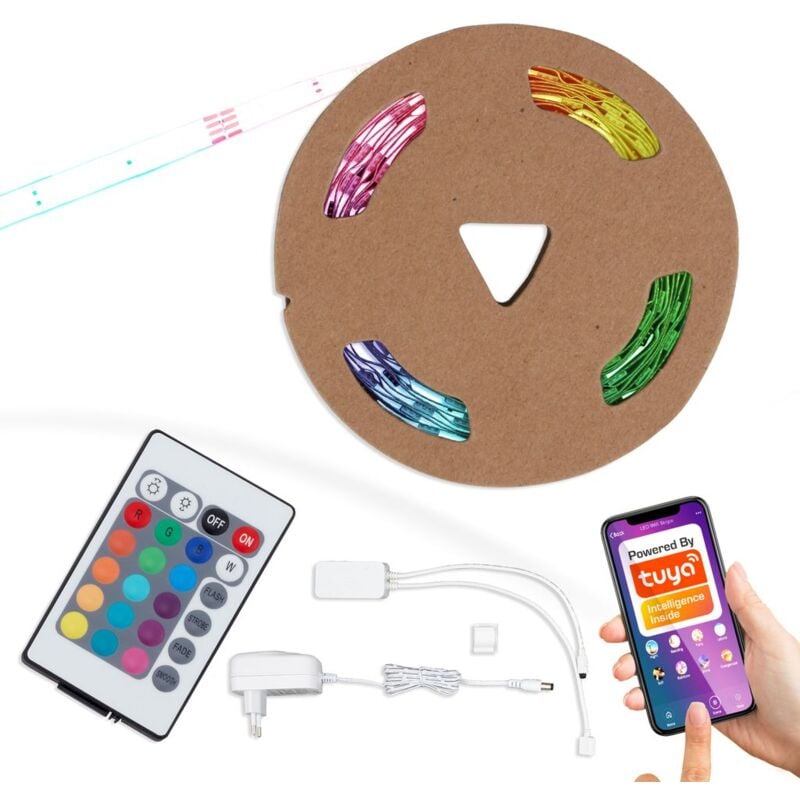 Ruban led 5 mètres Briloner leuchten wifi, 0,1 w, IP20, blanc, plastique, dimmable, autocollant à raccourcir, 5,0m