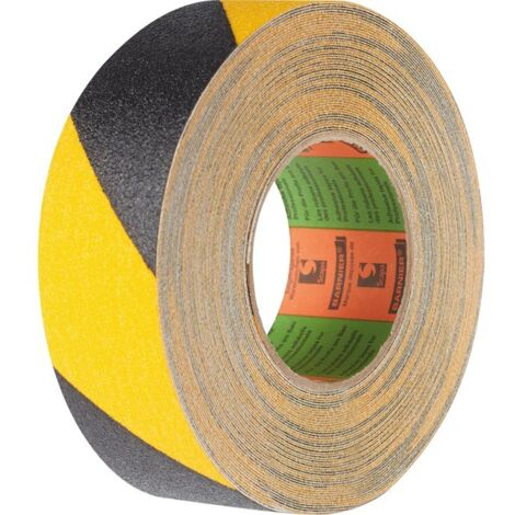 Ruban de marquage adhésif antidérapant - 18 m x 50 mm - Noir et Jaune